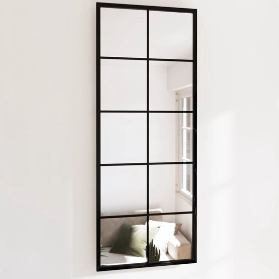 The Living Store Wandspiegel Zwart 100x40cm - Wandmontage - 3mm dik glas