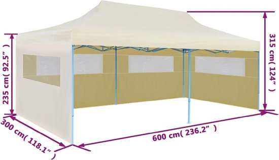 vidaXL - Partytent - pop-up - inklapbaar - met - zijwanden - 3x6 - m - antraciet