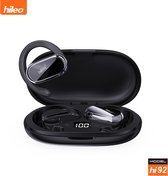 hileo hi92 - Draadloze Oordopjes met Oplaadcase – Zwart - Sport - Open-Ear - Bluetooth V5.3 oordopjes – Draadloze oortjes – Verstelbare oorhaken - Open Wearable Stereo – Geschikt voor IOS/Android