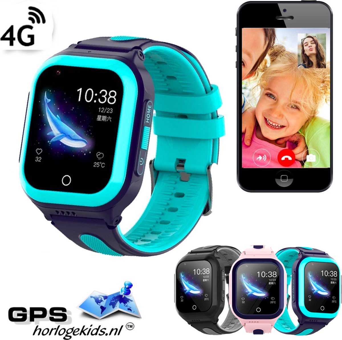 GPSHorlogeKids© - GPS horloge kind - smartwatch voor kinderen - 4G  videobellen -... | bol.com