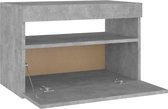 The Living Store Table de chevet gris béton - 60x35x40 cm - Éclairage LED RGB