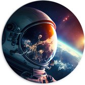 PVC Schuimplaat Muurcirkel - Astronaut - Galaxy - Sterren - Aarde - 70x70 cm Foto op Muurcirkel (met ophangsysteem)