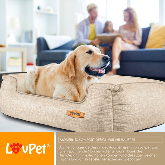Lovpet Hondenbed voor kleine, middelgrote en grote honden, hoes afneembaar en wasbaar, L 90 x 75 x 25 cm, grijs