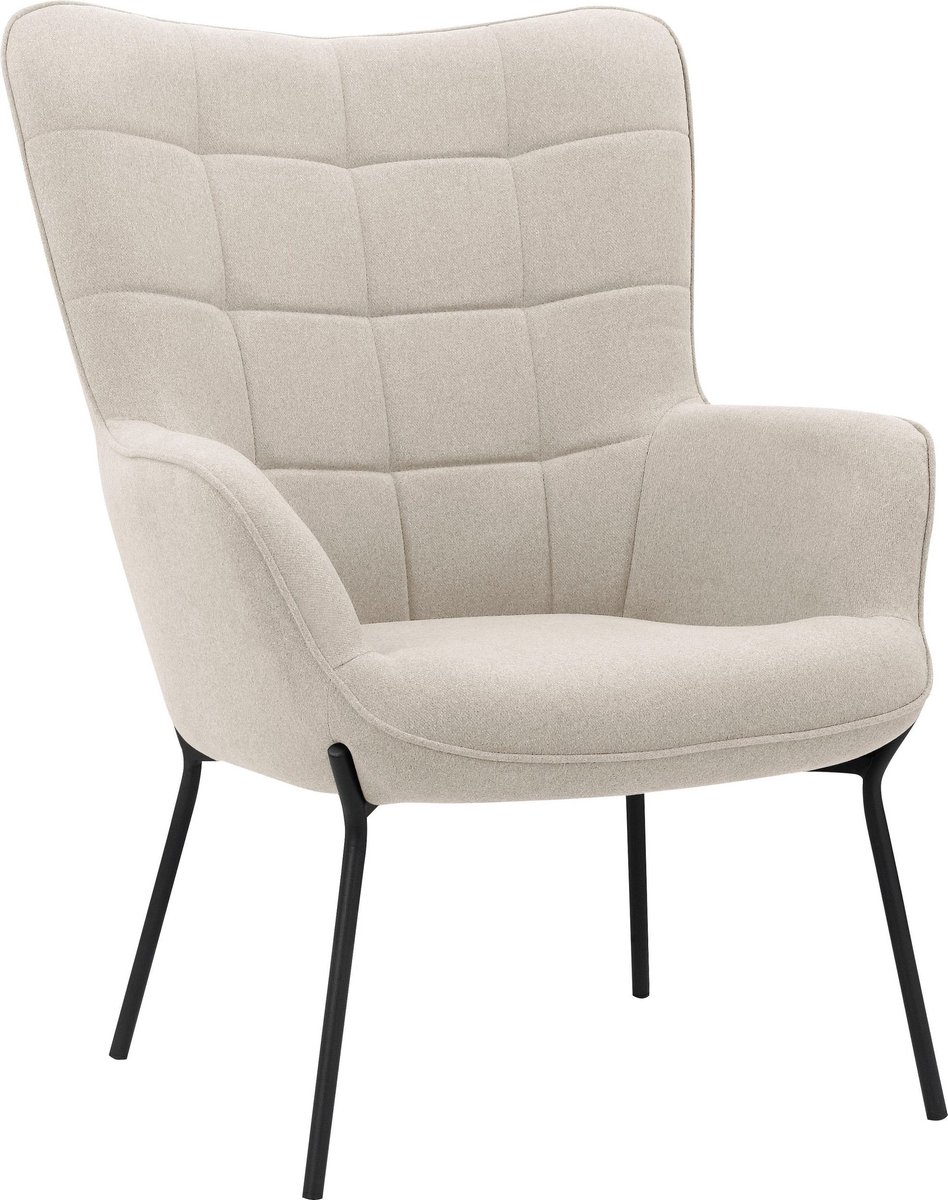 Notio Living Boris - Loungestoel Beige Flavio (99 x 73 x 80 cm) Wit