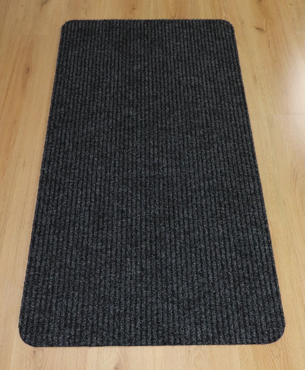 PRIMA - Heavy Duty - Deurmat - Loper - Schraapmat - Ribbel - zwart - antraciet - 70x140cm - antislip