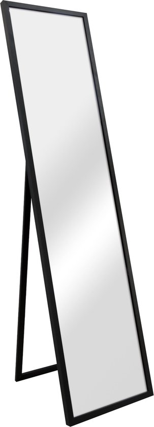 Spiegel Vrijstaand Albina - Verstelbaar - 152,8x37,8 cm - Zwart - MDF en Glas - Stijlvolle uitstraling