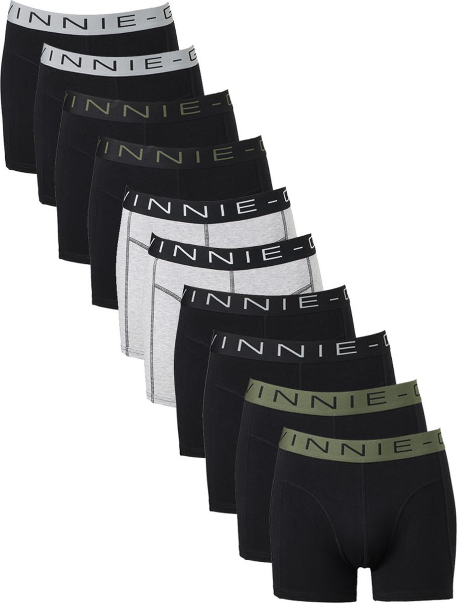 Vinnie-G Boxershorts Voordeelpakket - 10 stuks - Black/Forest Green/Grey - Maat XL - Heren Onderbroeken - Geen irritante Labels - Katoen heren ondergoed