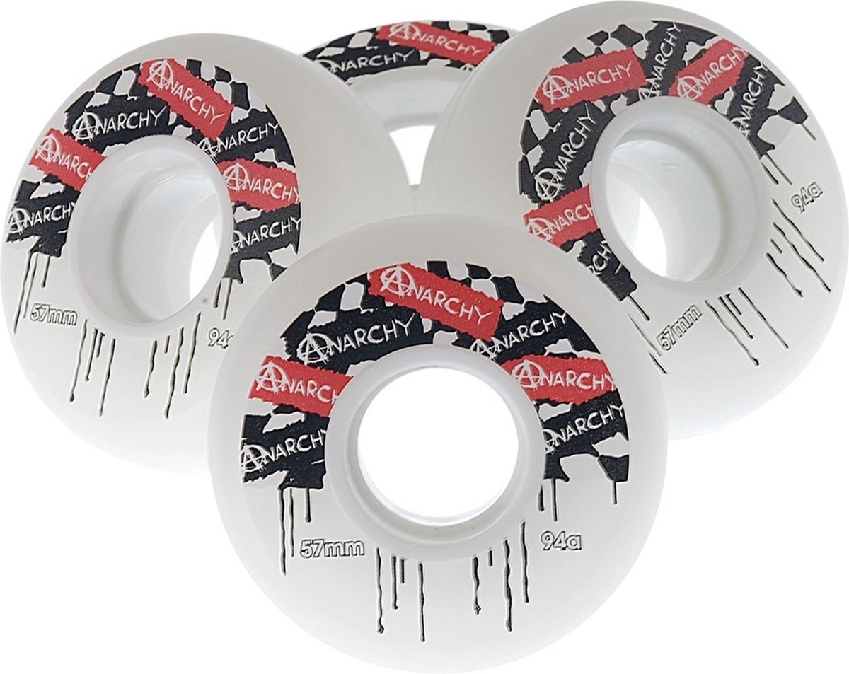 ANARCHY Aggressive Inline Skateboardwielen Skateboard wielen PU 94A 57×24 mm Set van 4 wielen Wit