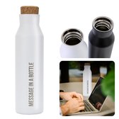 Cheqo® Bouteille Thermos 590ml - Acier Inoxydable - Bouteille Isotherme - Thermos - Bouteille en Acier Inoxydable - Bouteille Sous Vide - Message dans une Bouteille - Wit