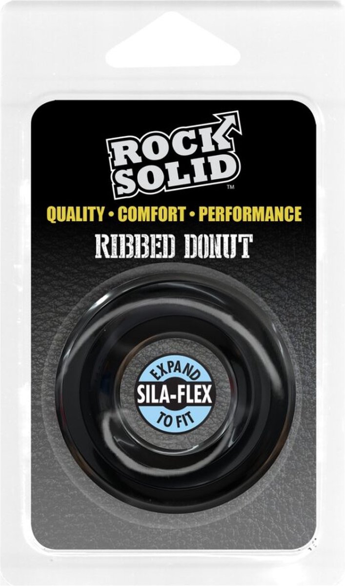 Goedkoopste Doc Johnson Ribbed Donut - Cockring - Siliconen - Zwart