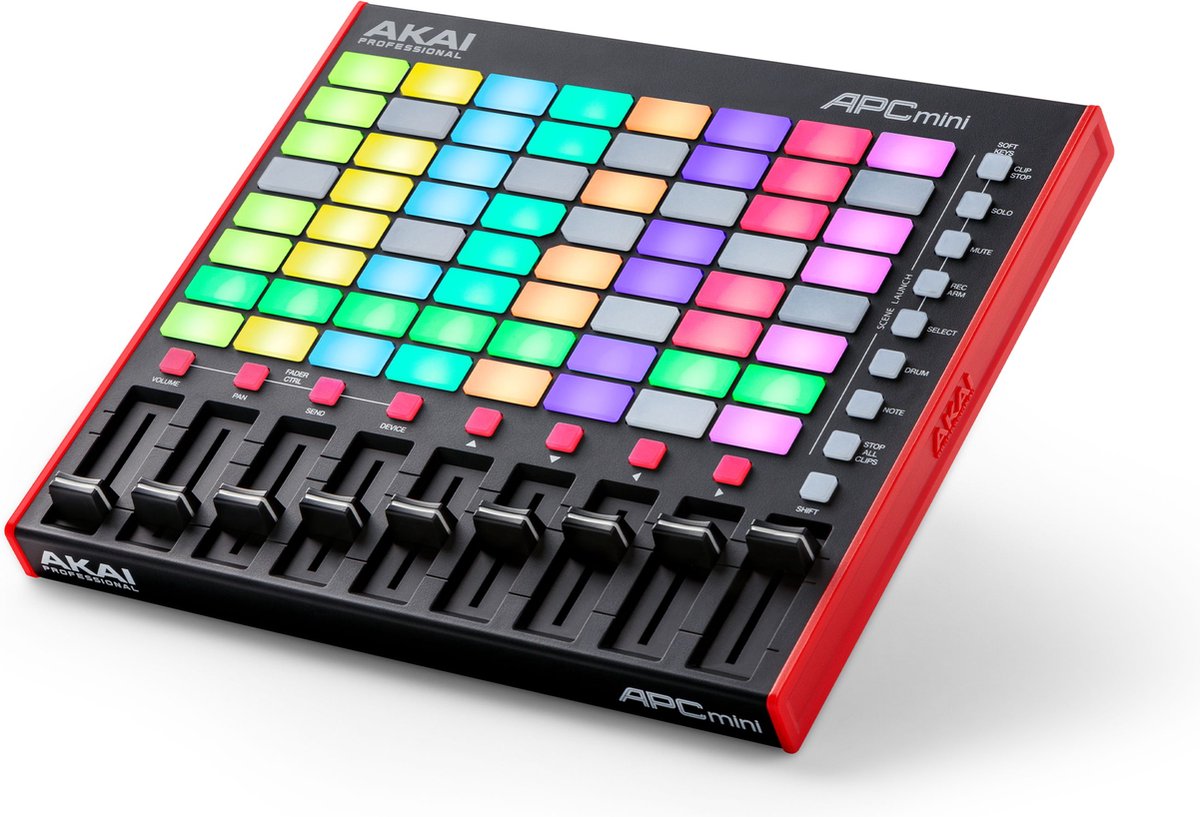 Akai Professional APC Mini MK2 - USB MIDI Pad-Controller voor het Starten van Clips met Ableton Live Lite, 64 RGB-Pads, Drum- en Nootmodus en MIDI-Mixer