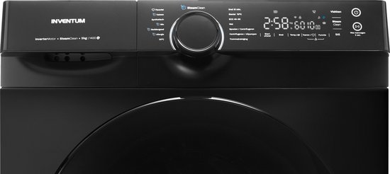 Inventum VWM9010B - Wasmachine - 9kg - 14 programma's - 1400 toeren - Energieklasse A-40% - Steam Clean - Zwart
