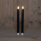 Anna's Collectionled dinerkaarsen - 2x - zwart -24 cm - 3D lont - warm wit licht