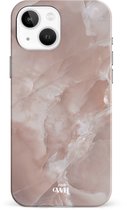 xoxo Wildhearts Marble Brown Sugar - Single Layer - Hard cover geschikt voor iPhone 13 hoesje - Siliconen marmer hoesje iPhone - Beschermhoesje geschikt voor iPhone 13 hoesje marmer - bruin