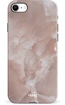 xoxo Wildhearts Marble Brown Sugar - Single Layer - Hard cover geschikt voor iPhone SE 2022 / SE 2020 / 7 / 8 hoesje - Siliconen marmer hoesje iPhone - Beschermhoesje geschikt voor iPhone SE 2022 / SE 2020 / 7 / 8 hoesje marmer - bruin