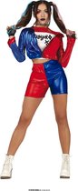 Guirca - Harley Quinn Kostuum - Danger Glam Harley Quinn - Vrouw - Blauw, Rood - Maat 44-46 - Carnavalskleding - Verkleedkleding