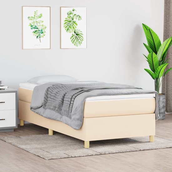 The Living Store Boxspringbed - Pocketvering - Crème - 193 x 90 x 35 cm - Inclusief Matras en Topmatras