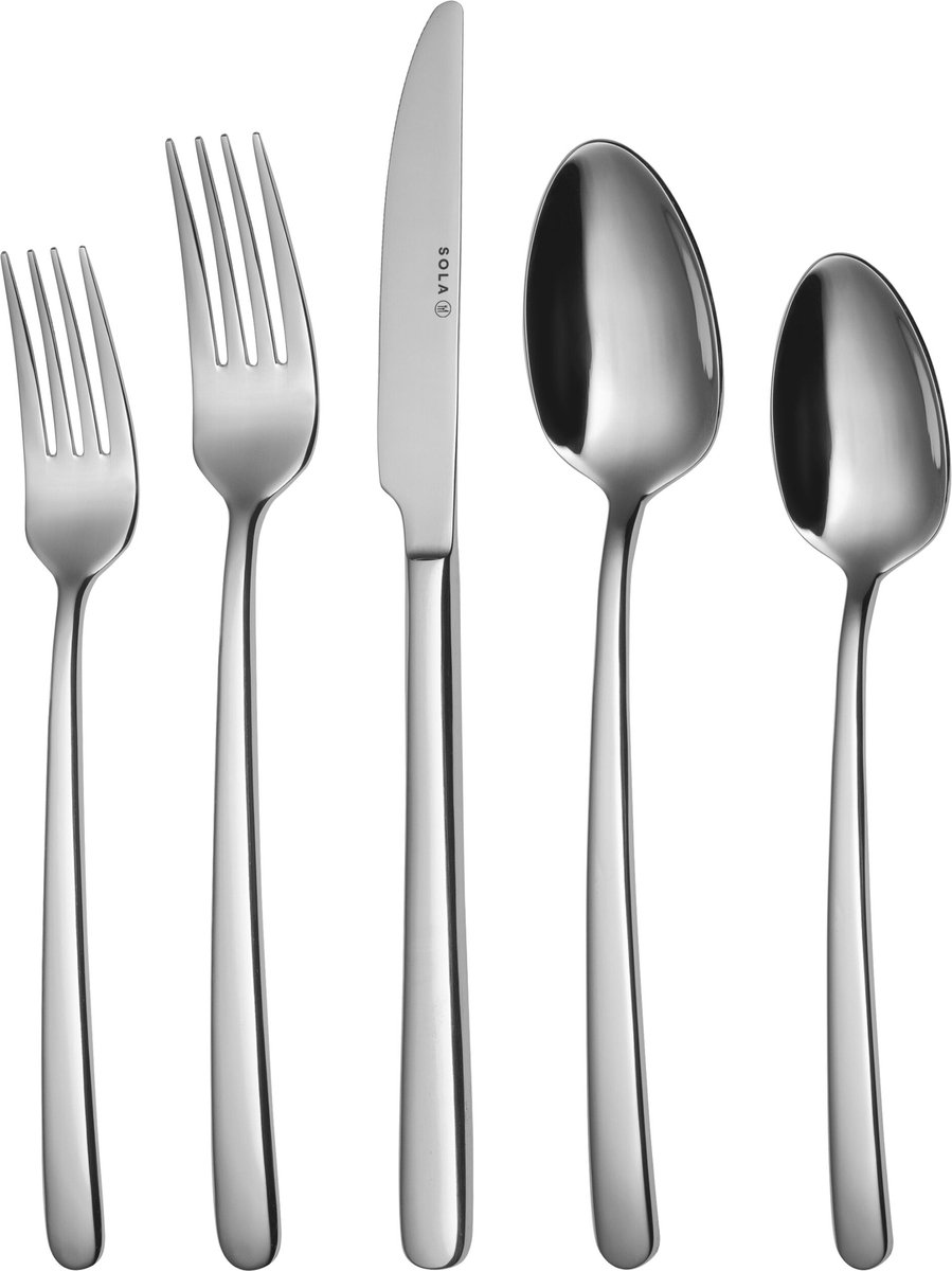 Sola - Bestekset - Donau - Modern - 6 persoons - 50 delig - Zilverwit Edelstaal 18/10 - RVS