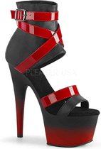 Pleaser Sandaal met enkelband, Paaldans schoenen -35 Shoes- ADORE-700-15 Paaldans schoenen Zwart/Rood