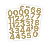 Cijfer stickers / Plaknummers - Stickervellen Set - Metallic Goud - 5cm hoog - Geschikt voor binnen en buiten - Standaard lettertype - Mat
