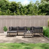 The Living Store Hoekbank Loungeset - Antraciet - Poly Rattan - 72x72x66 cm - Weerbestendig