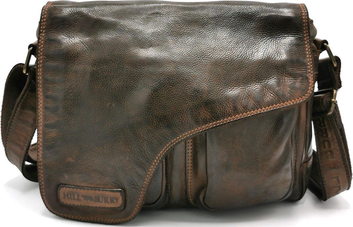Hillburry schoudertas holster omslag gewassen leer bruin - (bxhxd) ca. 28cm x 23cm x 8cm