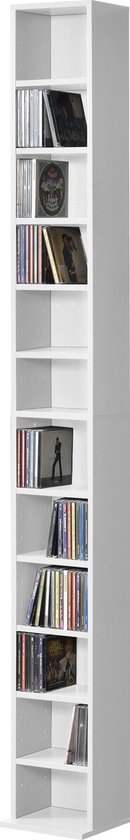 CD/DVD Kast Compartiment Colson - Kast - Met 12 Planken - 120x20x20 cm - Wit - Spaanplaat - Modern Design
