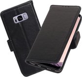 Echt Lederen Hoesje Wallet Case voor Samsung Galaxy S8 Plus Zwart