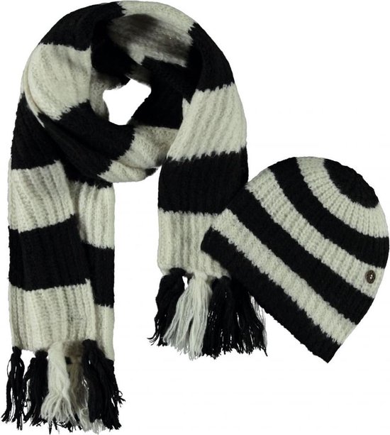 Like Flo Meisjes winter accessoires Like Flo Flo girls knitted hat + scarf  + flos zwart T1 | bol.