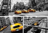 Fotobehang - Vlies Behang - Gele Taxi's in New York Stad Collage - 312 x 219 cm
