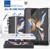 Pack tout en un Whitestone | Set de protection pour le Samsung Galaxy Z Fold 5 | 2 protecteurs d'écran en Glas avant + 2 protecteurs d'écran en aluminium intérieur + 2 protecteurs d'appareil photo (paquet de 2+2+2) | avec Kit d'installation