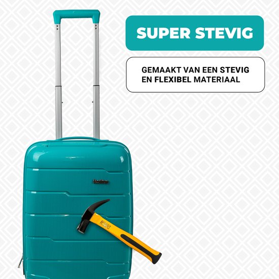 Premium pp kwaliteit - Kofferset - Trolleyset 3-delig - handbagage en groot - Florence - Dark green - Lucceti