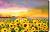 Peinture Roi - Peinture sur toile Paysage avec tournesols tel que peint - 30 x 20 cm