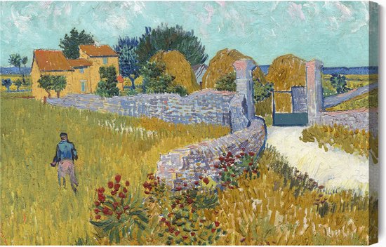 Schilderijkoning - Canvas Schilderij Vincent Van Gogh "Boerderij In De Provence" Reproductie - 30 x 20 cm