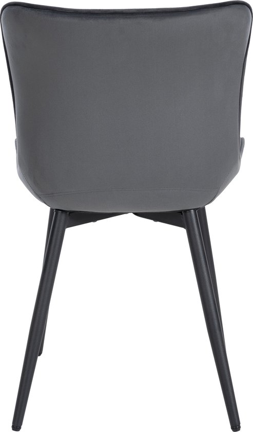 CLP Largo Set de 2 chaises de salle à manger - Sans accoudoirs - Structure en métal - Velours gris foncé