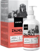 Animigo Zalmolie voor Hond of Kat - 500 ml - Uitstekend alternatief voor Schapenvet - Vloeibare duurzame visolie uit Noorwegen boordevol Omega 3, 6 en 9 vetzuren - Zalmolie Kat of Hond voor een stralende vacht - Zalm olie met handig pompje