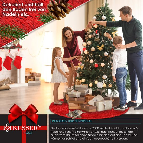 Jupe De Sapin De Noël Blanche Fourrure Artificielle 90cm - Tapis Couvre Pied Sapin