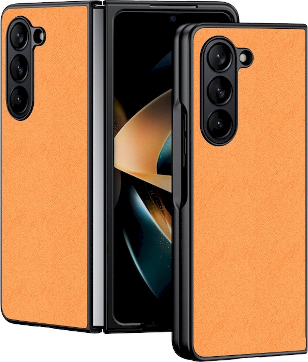 Mobigear Hoesje geschikt voor Samsung Galaxy Z Fold 5 Telefoonhoesje Hardcase | Mobigear Race Backcover | Galaxy Z Fold 5 Case | Back Cover - Oranje