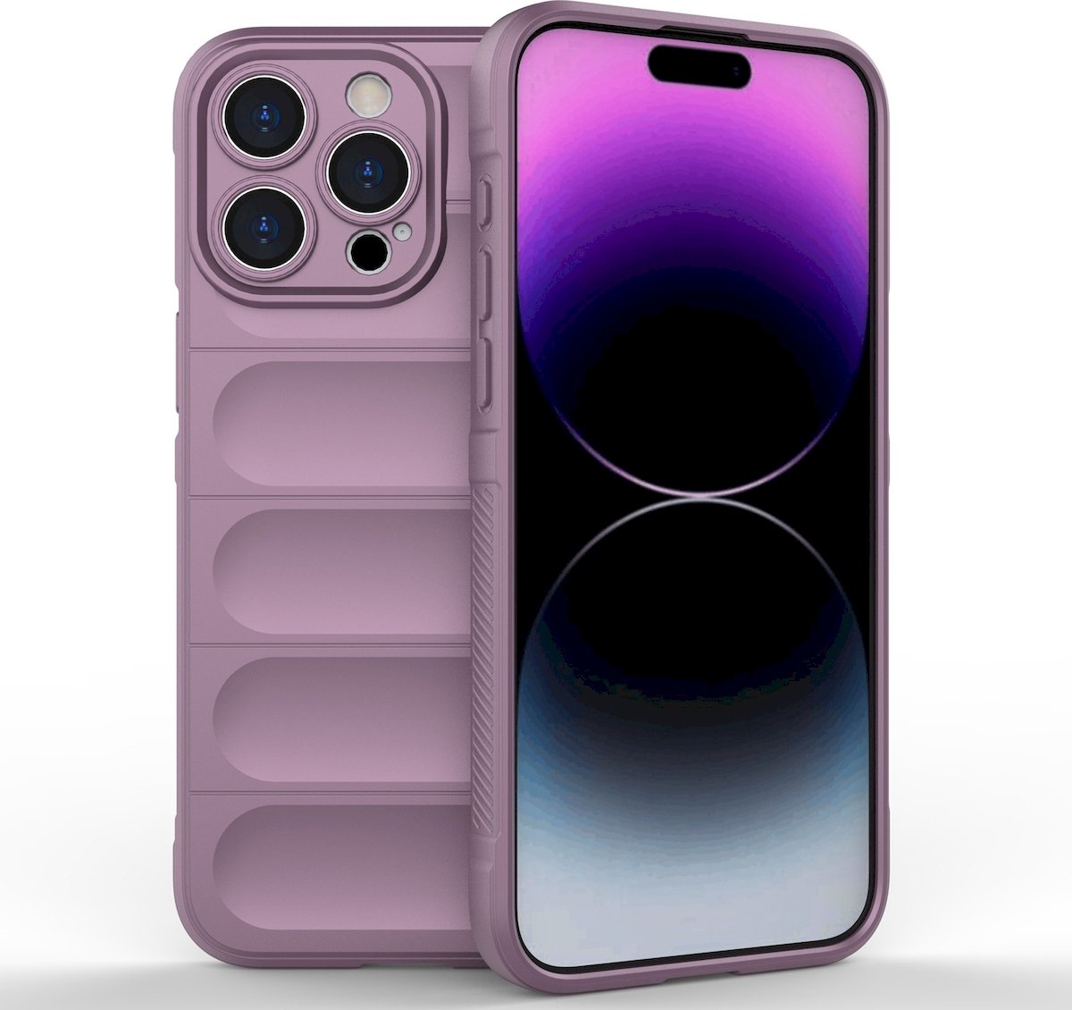 Mobigear Hoesje geschikt voor Apple iPhone 15 Pro Max Telefoonhoesje Flexibel TPU | Mobigear Bumpy Backcover | iPhone 15 Pro Max Case | Back Cover - Paars