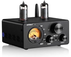 Digitale versterkers - Bluetooth 5.0 – Vacuümbuisversterker – Stereo ontvanger Amp - Coax/Opt HIFI Home Audio – USB/RCA - met VU-meter - Zwart