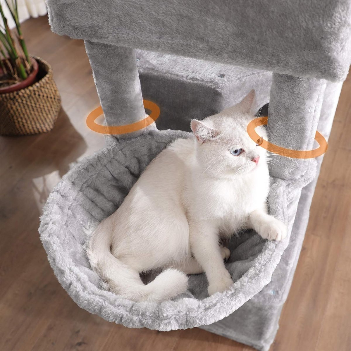 Vasagle Kattenboom groot, met 3 kattengrotten, 164 cm Kattenboom, lichtgrijs PCT98W thumbnail 2