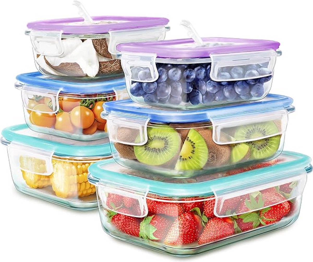 Voedselopbergcontainers - Set of Glass Food Storage Containers