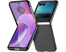 Carbon Fiber Hoesje Geschikt voor Motorola Razr 40 Ultra | Back Cover | Super Thin Fold Cover | Zwart