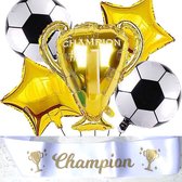 21-delige Voetbal Kampioen met 16 sjerpen Champion en een grote folie ballonnen set - voetbal - kampioen - champion - sjerp - ballon - EK - WK