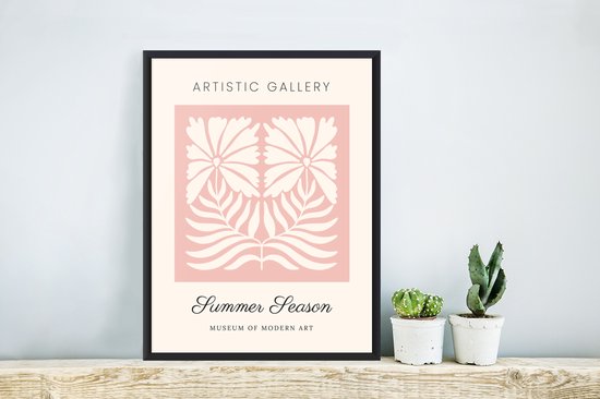 Cadre photo avec affiche - Feuilles - Fleurs - Rose - Abstrait - Boho - 30x40 cm - Cadre pour affiche - Décorations de Noël - Décoration de Noël pour l'intérieur - Noël