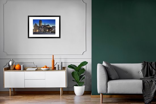 Affiche avec cadre Marktplaats - Lampe - Malines - 60x40 cm