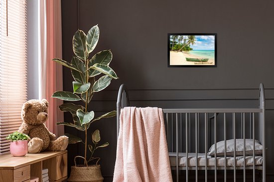 Cadre photo avec poster - Plage - Canoë - Palmier - Tropical - 30 x 20 cm - Cadre pour poster