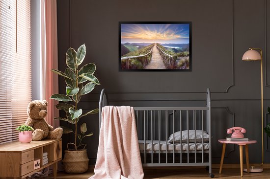 Cadre photo avec affiche - Montagnes - Nature - Chemin - 90x60 cm - Cadre pour affiche