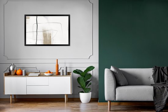 Cadre photo avec affiche - Peinture - Zwart - Wit - 90x60 cm - Cadre pour affiche