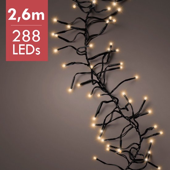 2,6m LED Cluster kerstboomverlichting - Goud - 288 lampjes - Dimbaar | bol
